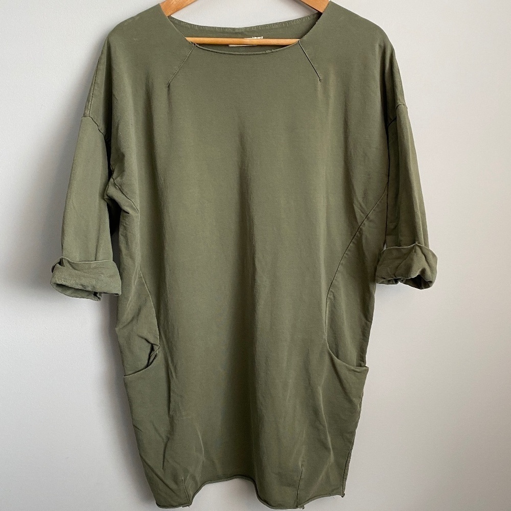 Olive Green Relaxed Tunic Dress